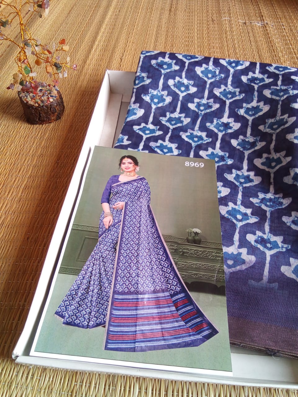 Indigo Chanderi Cotton Saree